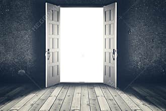 Opened door. Abstract interior backgrounds