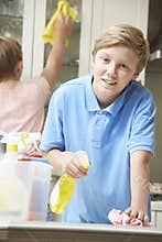 Children Helping to Clean House