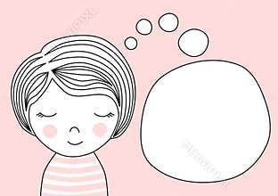 Girl dreaming thinking bubble speech