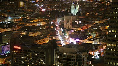 City Skyline Office Buildings at Night - San Francisco California 4K