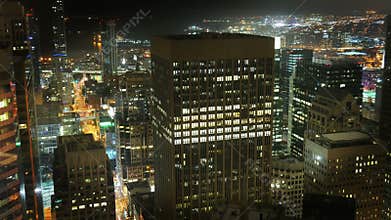 City Skyline Office Buildings at Night - San Francisco California 4K
