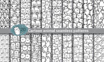 Cartoon animal seamless patterns