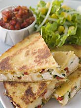 Quesadillas with Cajun Chicken Cheese Tomato Salsa