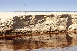 Eroded sand riverbank