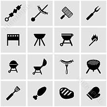 Vector black barbecue icon set