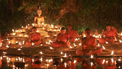 Magha puja day , Chiangmai, Thailand.