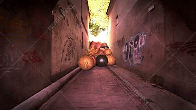 Dark alley in the old town