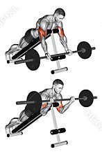 Exercising. Lying incline curl