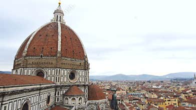 Florence cathedral panoramic from left to right on cloudy day