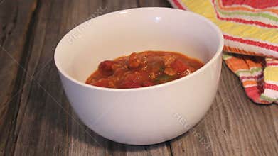 Chili con carne in a bowl