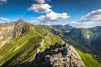 Summer Tatra Mountain, Poland, view from Kasprowy Wierch to Swinica mount.