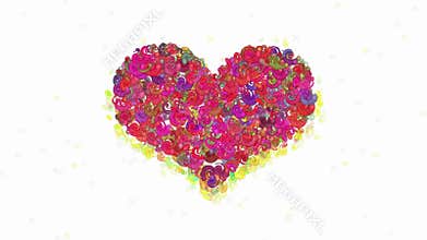 Animated colorful spirals forms heart symbol