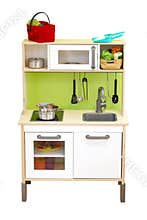 Kitchen toy set isolate over white background