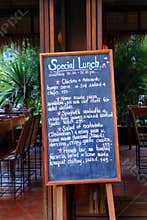 Quaint hand written cafe menu, Chiang Mai Thailand