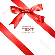 Holiday red bow isolated on white