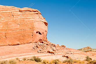 Sandstone cliff in desert