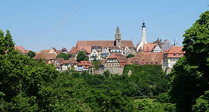 Cityscape of the historic medieval center of Rothenburg ob der Tauber