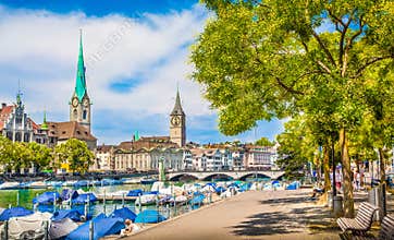 Zurich city center in summer, Switzerland