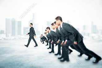 Competition walking businessman city