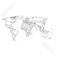 Detailed world map and borders