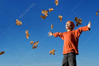 Happy fall or autumn child