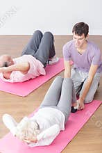 Seniors doing crunches