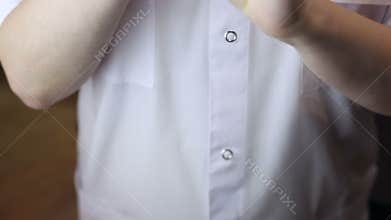 Doctor dress gloves on hands