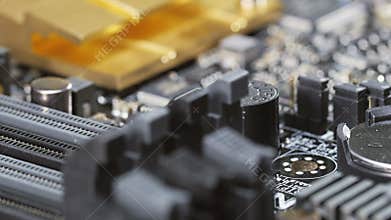 RAM socket and heat sink on computer main board
