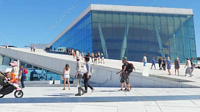 OSLO - NORWAY, AUGUST 2015: people at opera house