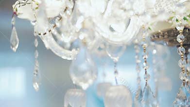 Contemporary Crystal Chandelier. Close up on the crystal of a contemporary chandelier