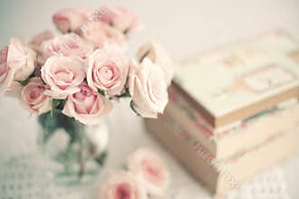 Vintage books and roses
