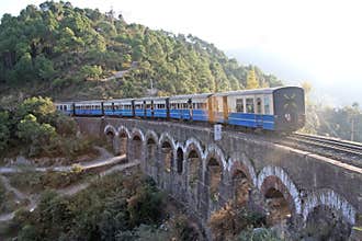 Vintage british train on himalayan terrain