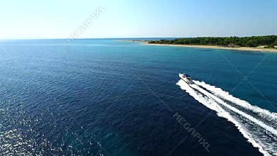 Luxury yacht cruising in amazing sea