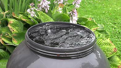 Rain water falling into reservoir