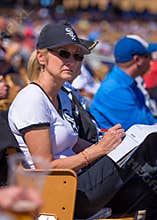 Chicago White Sox fan marking a baseball game