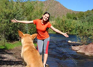 Dog Perspective of a Happy Woman