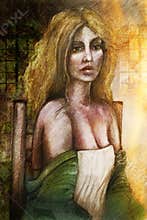 Woman in garden art