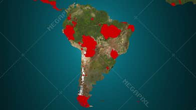 South America 4K. Spread of the something. Epidemic, war, etc.