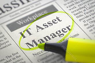 Now Hiring IT Asset Manager. 3D.
