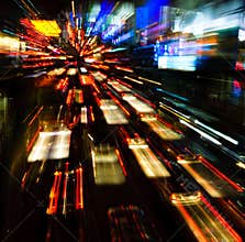 Traffic lights in motion blur