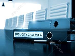 Publicity Campaign on File Folder. Blurred Image. 3D.