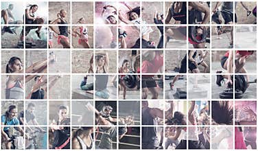 Collage of sport photos with people