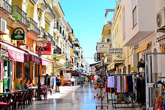 shopping street on Torremolinos beach, Costa del Sol, Spain