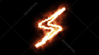 A Lightning Symbol Lighting up and Burning in Flames