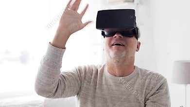 Old man in virtual reality headset or 3d glasses 110