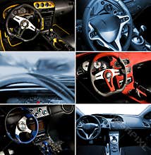 Sport car interior collage