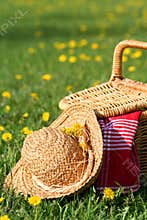 Picnic basket and hat
