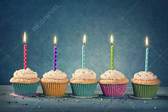 Cupcakes with dotted candles