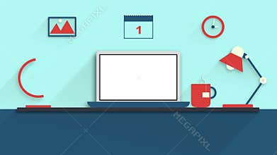 Animated modern office interior.