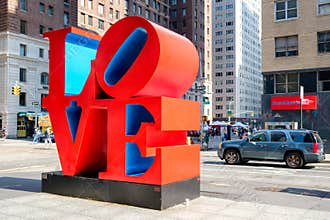 The famous Love sign on 6th avenue in midtown New York